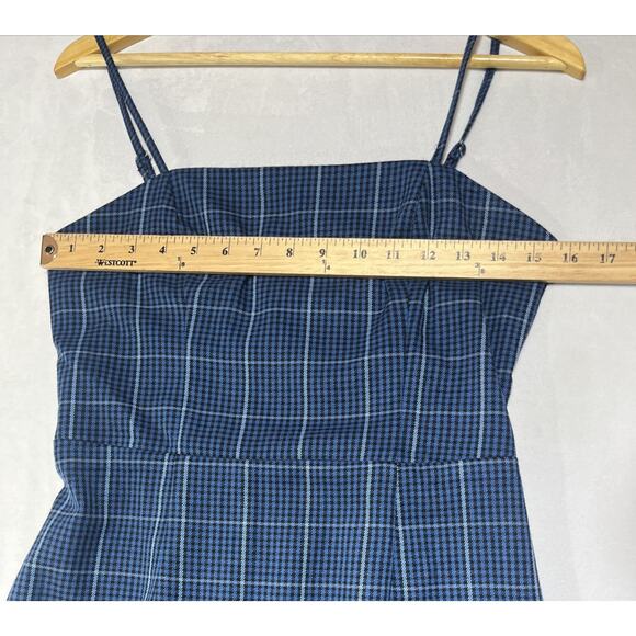 Aeropostle Plaid Mini Dress Womens Medium Blue Sleeveless Smocked Academia - Picture 4 of 9